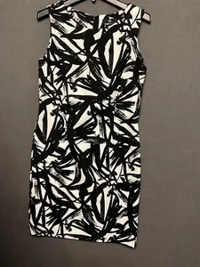 Ronni Nicole Dress 12 Black White Abstract Print Sleeveless Stretch Sheath - Picture 1 of 7
