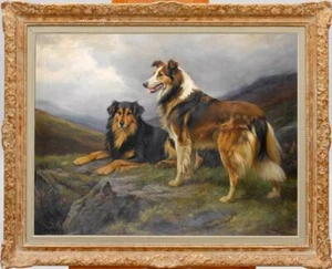 Handmade Old Master-Art Antique Oil Painting Hound dog on canvas 30"x40" - Picture 1 of 2