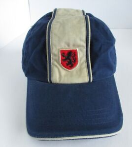 Cycling Cap Mens XL Blue with White Tape Scotland Lion Patch Twill Cotton