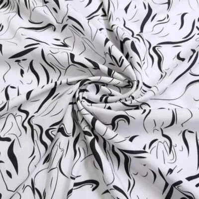 55'' Wide Classic Black White Viscose Fabric Soft Rayon Material For Dress Shirt - Image 1 of 4