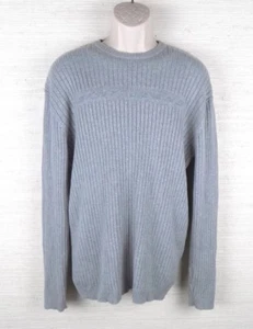 DKNY JEANS Mens Sweater Size XL Logo Gray Ribbed Pullover Long Sleeve - Picture 1 of 5