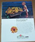 2000 print ad page - Burpee Garden gardening Cute Baby in Diaper flowers advert