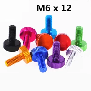 M6x12mm Aluminium Knurled Thumb Screws Flat Head Hand Grip Knob Bolts PC Case - Picture 1 of 5