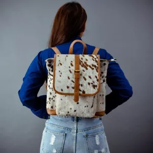 Western Cow Hide Leather Backpack | Handmade Laptop Rucksack Women's Backpack - Picture 1 of 8
