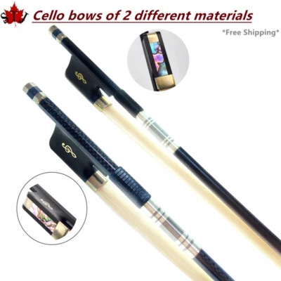 2pcs different styles Strong plaid Carbon fiber/black Carbon fiber cello bow 4/4 - Image 1 of 4