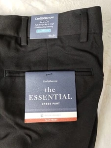 New Men's Croft & Barrow Classic Fit Flat Front Black Pants Size 46x34 NWT Black - Picture 1 of 3