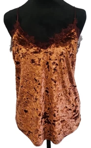 Kimchi Blue by Urban Outfitters Burnt Orange Velvet Lace Tank Size M Coachella - Picture 1 of 9