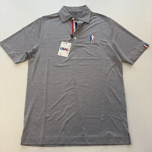 NWT! USAG Polo Shirt Mens S Tour Gray USA Stripes SS U Suck at Golf Gag Gift - Picture 1 of 11