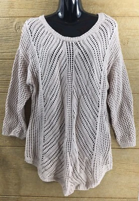 United States Sweaters Womens Sweater XL Rose Pink Winter Top Open Knit  - Image 1 of 4