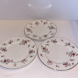 ROV7 by Royal Victoria Pink Roses Green Leaves Salad Plates Set Of 3 - Picture 1 of 6