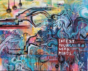 PINTURA abstracta C. FANTA ORIGINAL arte lienzo PINTURA arte acrílico imagen única - Imagen 1 de 6
