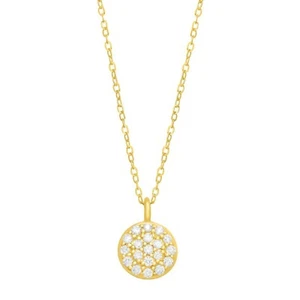 0.15 Ct Round Moissanite Circle Pendant Chain in 14K Yellow Gold Plated Silver - Picture 1 of 5