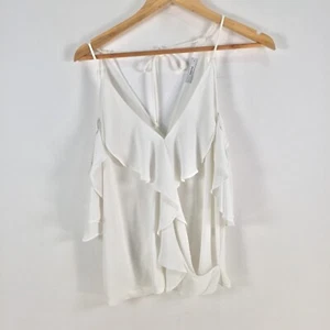 Sheike womens blouse top size 8 white 3/4 sleeve cold shoulder ruffle 078327 - Picture 1 of 9