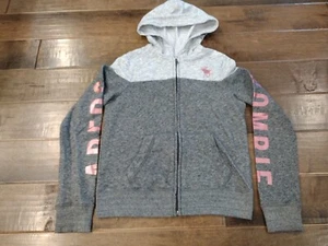 ABERCROMBIE KIDS Girls gray Logo zippered hoodie sweatshirt - 13/14 - Picture 1 of 12