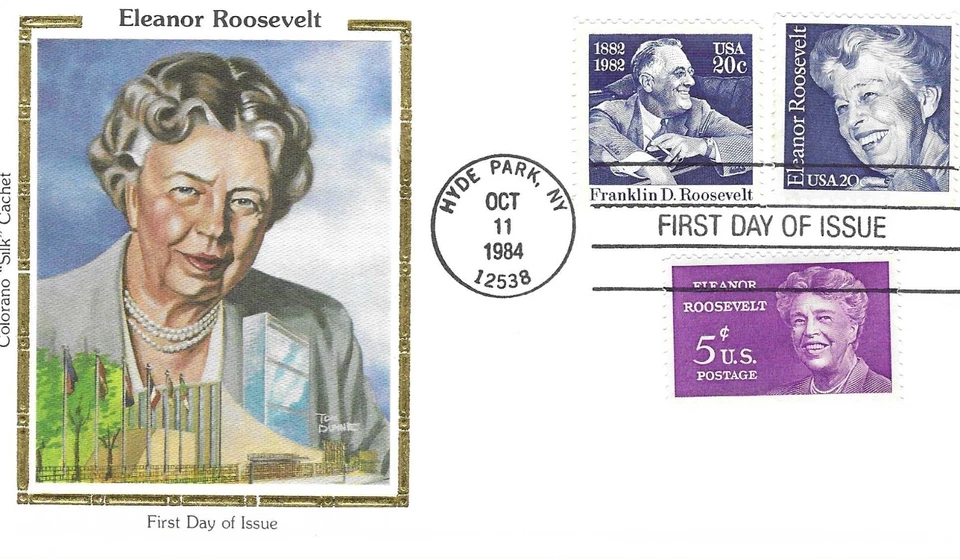 Colorano Silk  FDC  1984  20c  Eleanor Roosevelt  Combo   Sc # 2105a, 1236, 1950 - Image 1 of 1