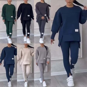 Womens Ladies Oversized Pullover Sweatshirt & Leggings Sets Lounge Tracksuits UK - Picture 1 of 23