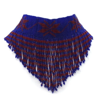 Juego de aretes gargantilla gargantilla roja azul profundo hechos a mano Foto 1 de 3