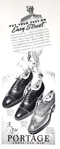 PRINT AD Portage Shoes for Men 1939 5x13 Wingtip Terrier Dog Milwaukee WI - Picture 1 of 1
