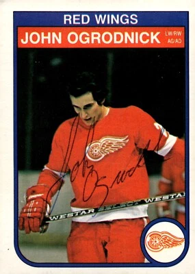 John Ogrodnick - Signed 1982-83 O-Pee-Chee Card #92 - Detroit Red Wings - Image 1 of 2