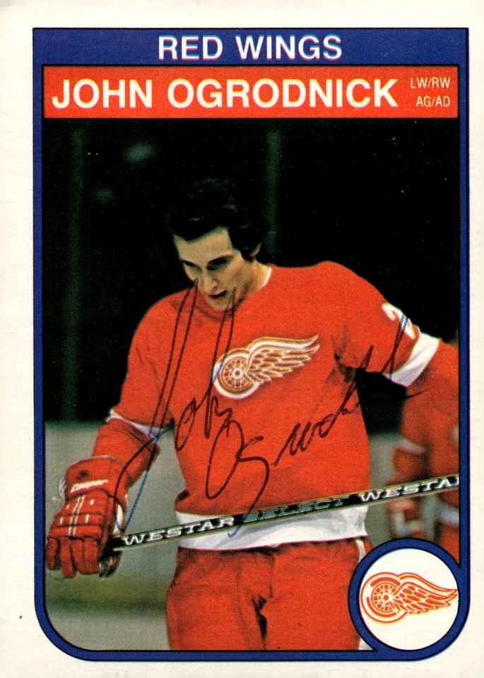 John Ogrodnick - Signed 1982-83 O-Pee-Chee Card #92 - Detroit Red Wings - Image 1 of 2