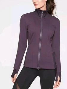 Athleta Womens Sz S Ridge Jacket Purple Full Zip Turtleneck Ribbed Fleece Lined - Picture 1 of 10