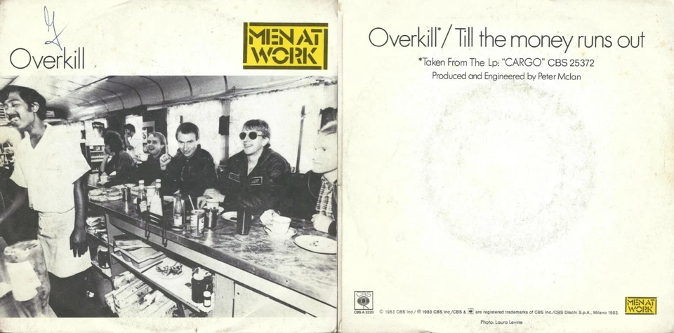 Record 45 RPM Men at Work – Overkill Till The Money Runs Out - Image 1 of 1