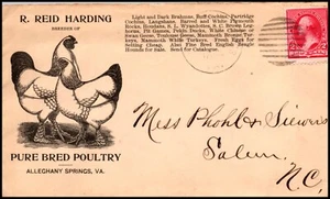 ?? Sep 1894 Reid Harding Poultry Advertising Cover Pure Bred Poultry Virginia - Picture 1 of 2