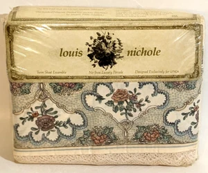 Louis Nichole Utica Twin Fitted & Flat Sheet 3pc Set POMPADOUR Floral Cottage - Picture 1 of 12