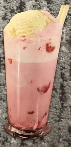 Vintage 1950s Strawberry Soda Ice Cream Poster - Diner Sign Vanilla with Straw - Picture 1 of 4