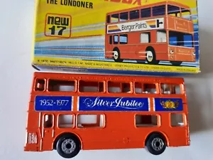 Very Rare Matchbox 17 Londoner Bus. Red, Queens Silver Jubilee labels.  Boxed. - Picture 1 of 6