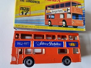 Very Rare Matchbox 17 Londoner Bus. Red, Queens Silver Jubilee labels.  Boxed. - Picture 1 of 6