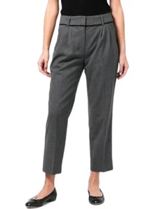 J CREW NEW Sz 14 Gray Crochet Trimmed Pleated Trouser Pants Ankle Crop AQ778 - Picture 1 of 8