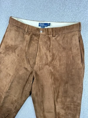 Polo Ralph Lauren Vintage Pierna Recta 100% Cuero Gamuza Marrón 38x32 Foto 1 de 4
