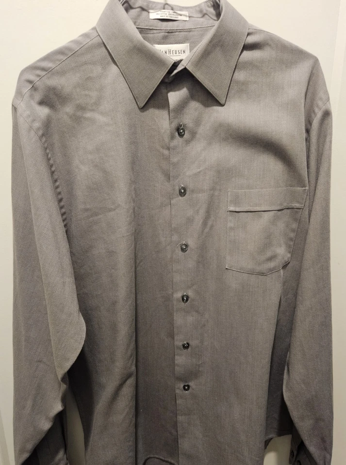 Camisa de vestir VANHEUSEN fácil cuidado para hombre manga larga TALLA 16,5x37 COLOR GRIS LL17 Foto 1 de 4