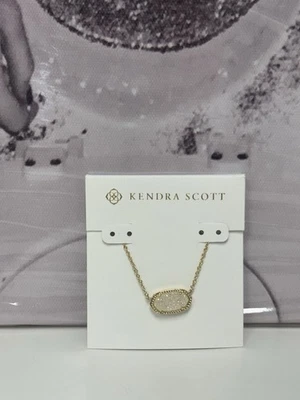 Kendra Scott Elisa Gold Pendant Necklace In Iridescent Drusy Cute Gift - Image 1 of 3