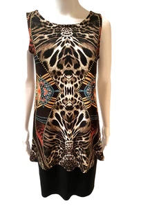 Abito donna EVA VARRO nuovo con etichette multicolore vita bassa senza maniche stampa piccola NUOVO - Foto 1 di 12