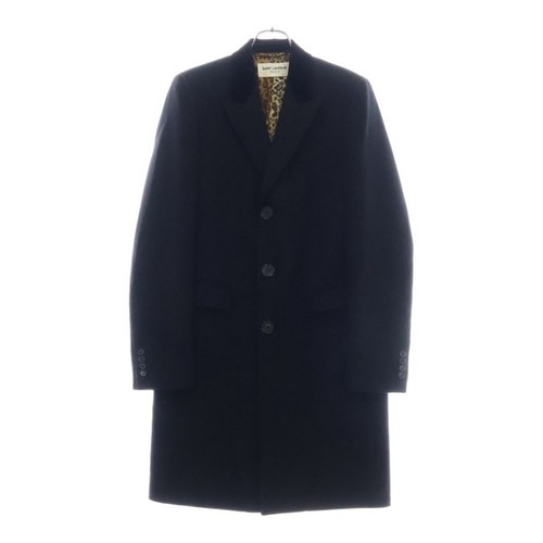 SAINT LAURENT (YSL) Cappotto Chester SAINT LAURENT PARIS 16AW foderato leopardato velluto switch nero usa