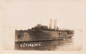 Tarjeta postal de colección SS Turbinia foto real barco de vapor náutico histórico coleccionable - Imagen 1 de 2