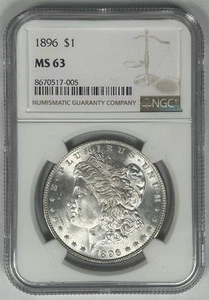 1896 Morgan Silver $1 Dollar Coin NGC MS 63 - Picture 1 of 2