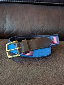 Vineyard Vines Blue American Flag Belt - Men's Size 30 - Picture 1 of 10