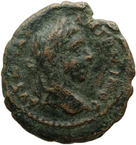 039. Roman Bronze Coin. ELAGABALUS, AE-17. Moesia Inferior. Grapes. aVF - Picture 1 of 2