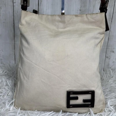 Fendi Canvas Leather Shoulder Bag Auth White Women Italy 120716 - Image 1 of 4