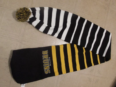 BUFANDA Boston Bruins ÚNICA NHL Día del Juego 62" largo 9" ancho Negro Dorado Rayas Foto 1 de 4