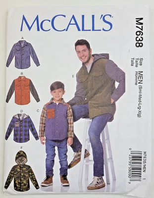 McCalls Sew Pattern 7638 MEN'S Lined Jackets w/Opt Hood Size S-XL Chest 34-48 UC - Image 1 of 4