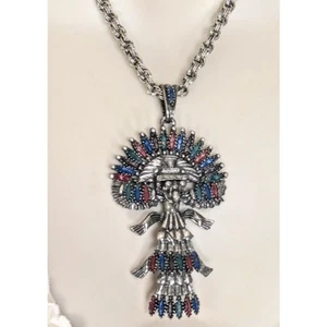 Collar Colgante Tótem Pájaro Maya/Inca Vintage Larry Vrba para CASTLECLIFF - Imagen 1 de 10