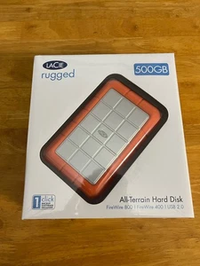 Lacie Rugged 500 GB Hard Drive - Portable HDD USB 2 - FireWire 800 & 400 - NIB - Picture 1 of 4
