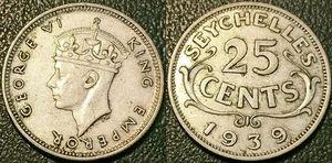 Seychellen - George VI - 25 Cents Silber 1939! Km #2 - Picture 1 of 1