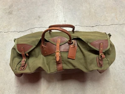 Bolso de viaje de fin de semana Gokey Orvis Battenkill de cuero de lona grande 24x10x10 Foto 1 de 4