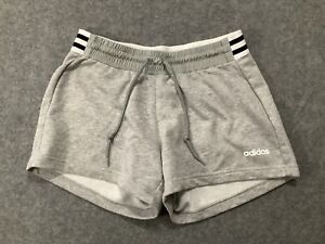 Adidas Climalite Shorts Womens Size Medium Gray Logo Stripe Athletic Running