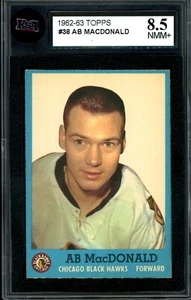 1962-63 TOPPS HOCKEY NHL #38 Ab Macdonald KSA 8.5 NM-MT + Chicago Black hawks - Picture 1 of 2
